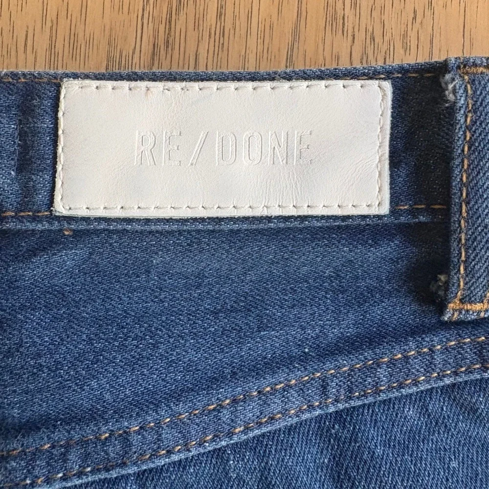 $315 RE/DONE True Rinse High Rise Wide Leg Jeans Blue Denim Women's Size 24 X 32